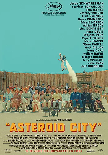 Pelicula Asteroid City, comedia drama, director Wes Anderson