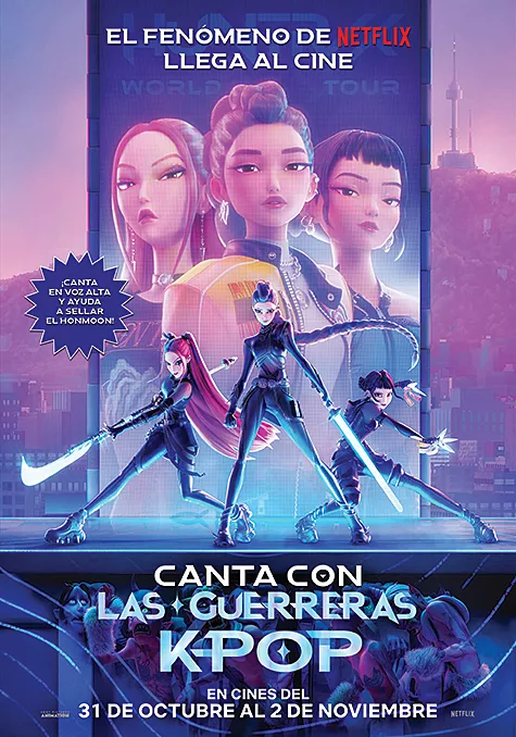Carátula de la película Las guerreras K-Pop Pelicula Las guerreras K-Pop, animacion musical, director Chris Appelhans y Maggie Kang