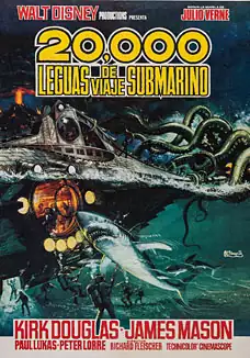Pelicula 20.000 leguas de viaje submarino VOSE, aventures, director Richard Fleischer